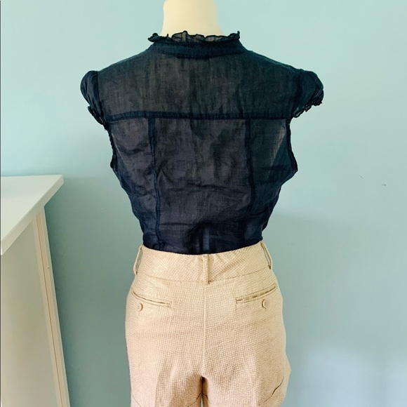 Floyd by Smith Navy Cap Sleeve Linen Blouse Size M - Picture 4 of 7
